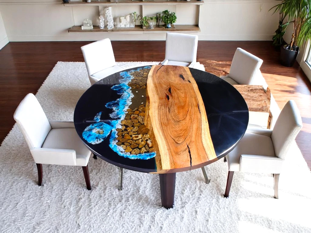 Ocean Wave Round Console Table: A Unique Home Accent Piece